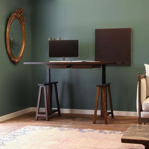 Raise and Lower Trestle Desk | Brown