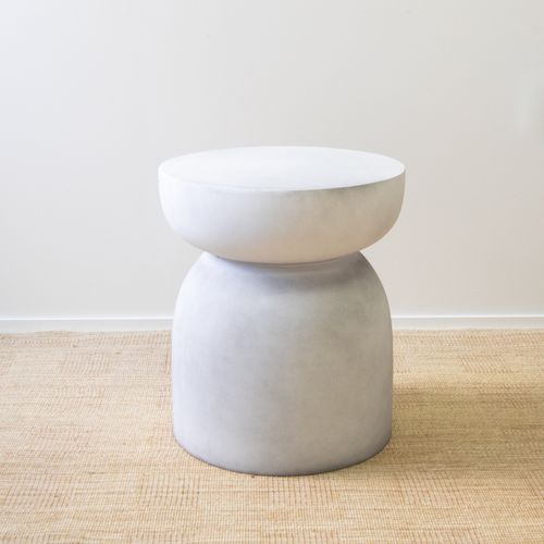 Pedestal Side Table- Stone