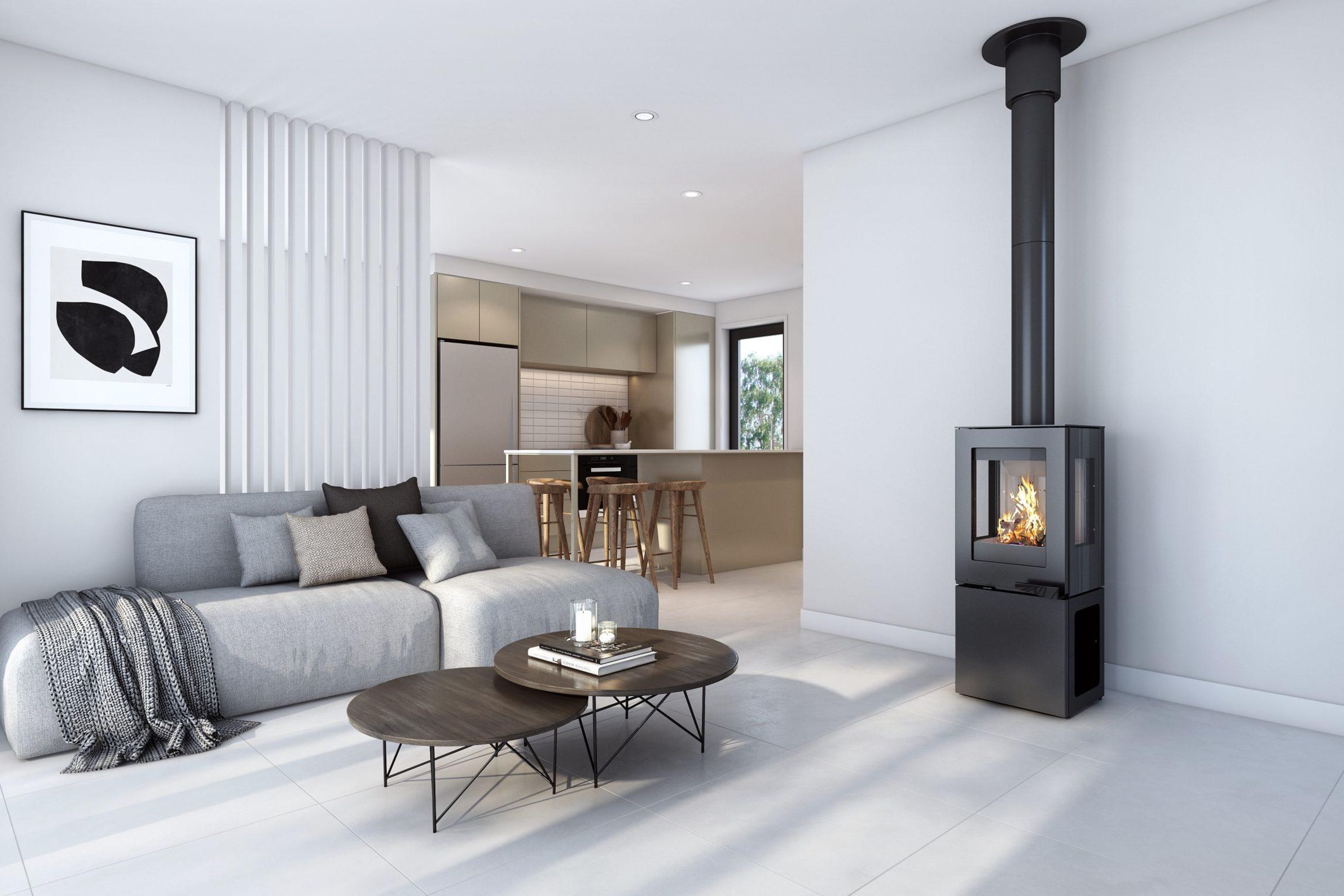 Visionline Pera Freestanding 3 x Sided Wood Fireplace