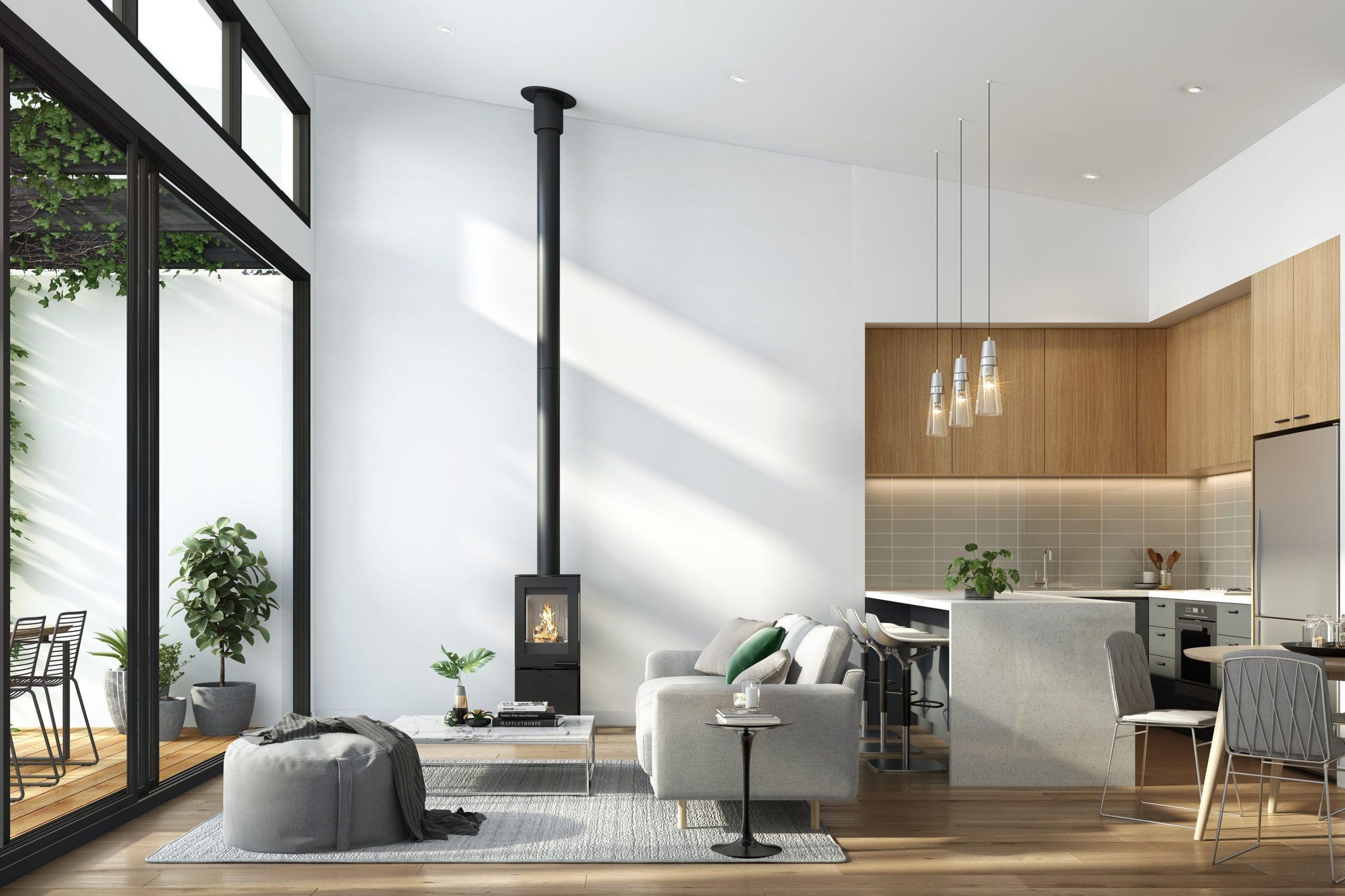 Visionline Pera Freestanding 3 x Sided Wood Fireplace