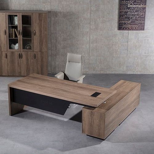 BALDER Executive Desk with Left Return 1.8-2.0M - Warm Oak & Black