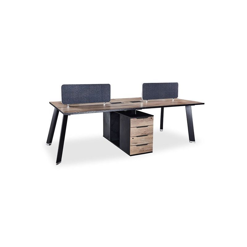 ARTO 4 People Back to Back Workstation 2 Cabinets  2.4M - Warm Oak & Black