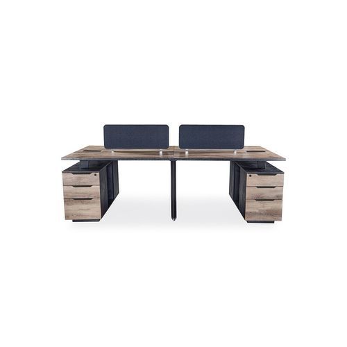 ARTO 4 people Back to Back Workstation 4 Cabinets 2.4M - Warm Oak & Black