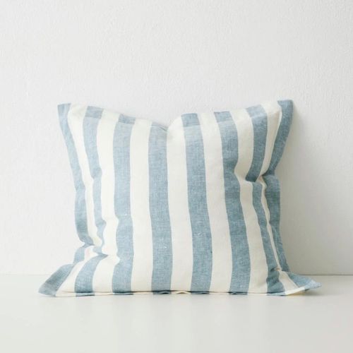 Weave Home Vito Striped Linen Cushion - Sky | 50 x 50cm