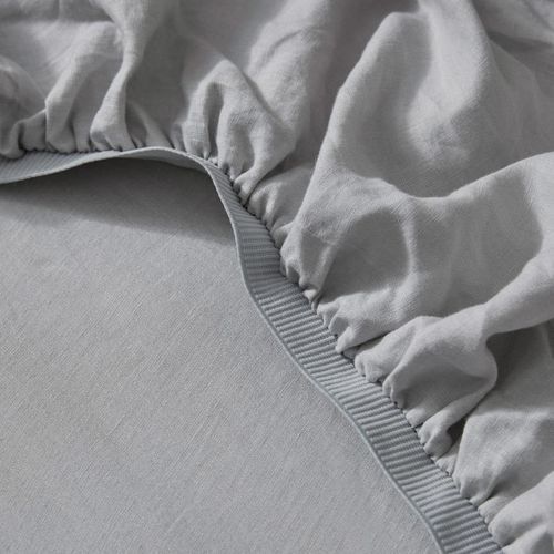 Ravello Linen Fitted Sheet - Silver | Weave Home