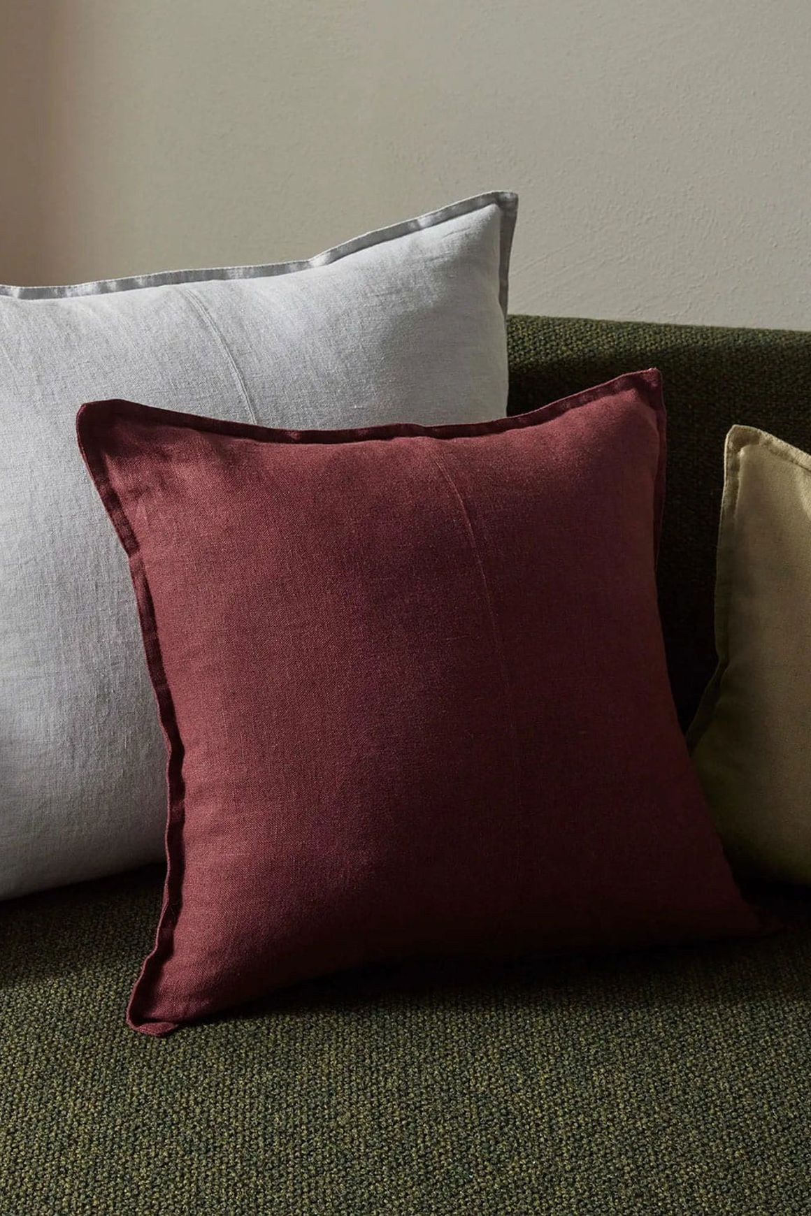 Weave European Linen Como Cushion - Garnet  | Three Sizes