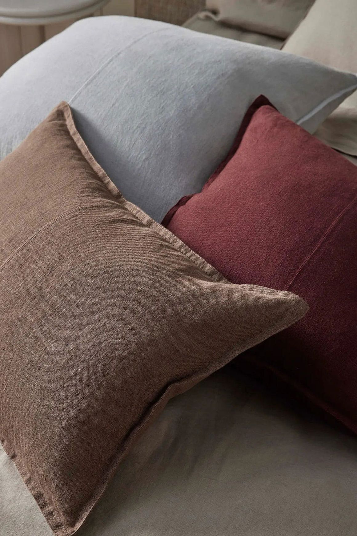 Weave European Linen Como Cushion - Garnet  | Three Sizes