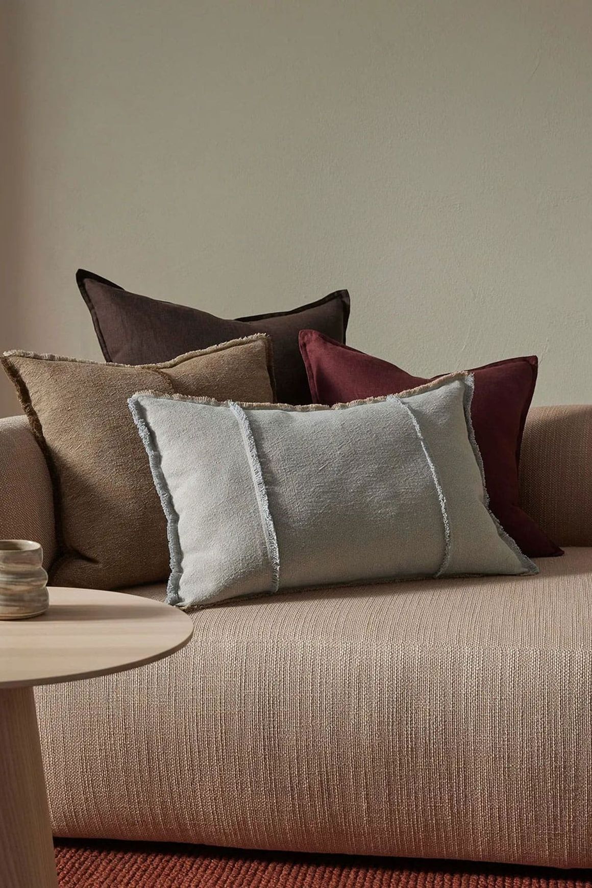 Weave European Linen Como Cushion - Garnet  | Three Sizes
