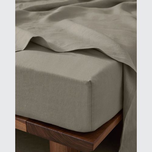 Ravello Linen Flat Sheet - Pebble | Weave Home