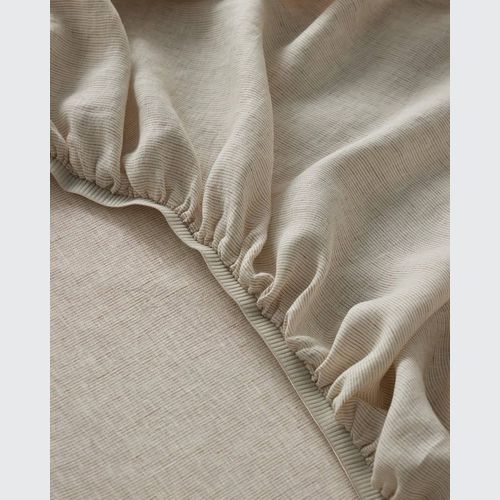 Ravello Linen Fitted Sheet - Savanna Pinstripe | Weave Home