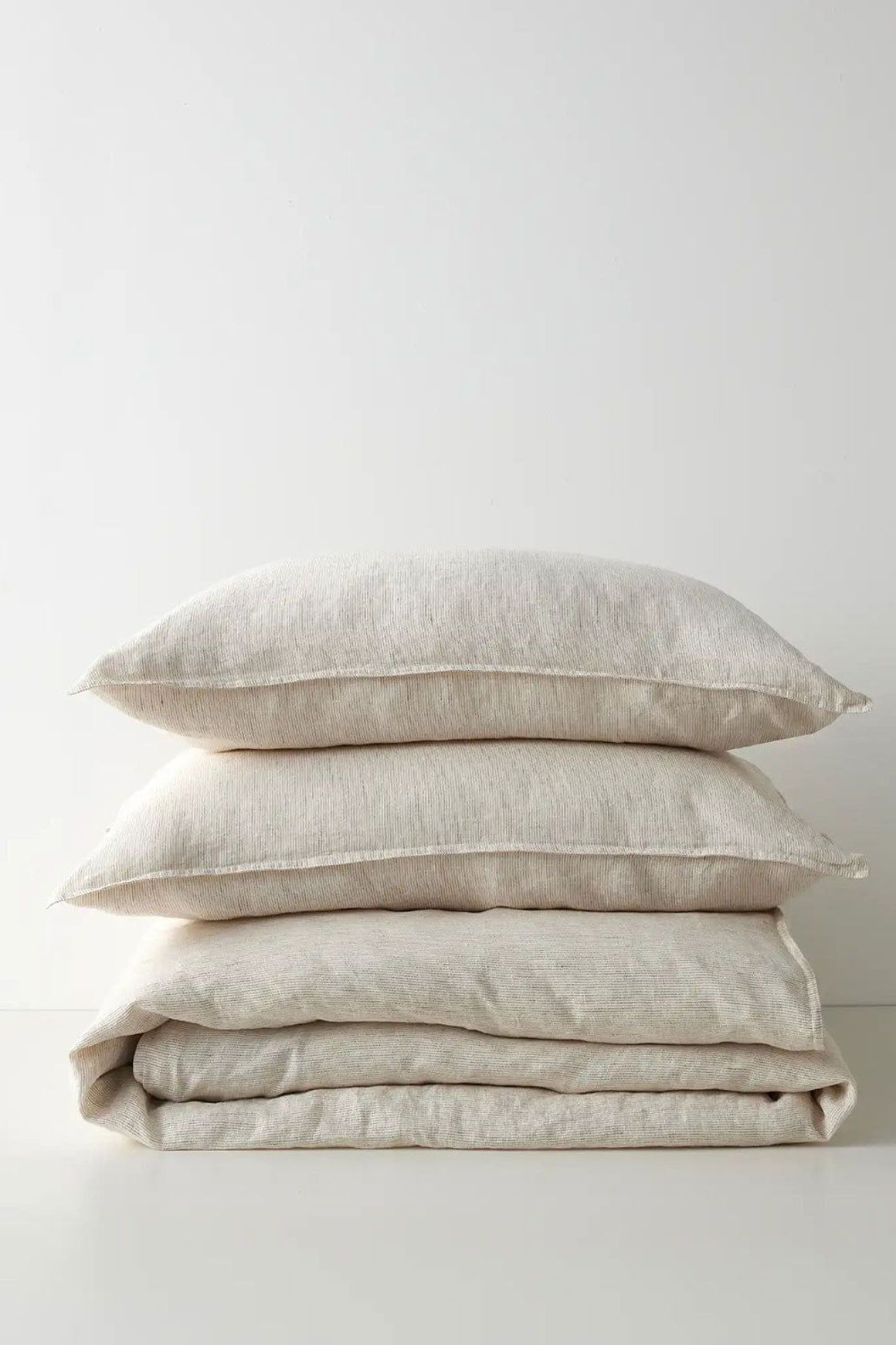 Ravello Linen Pillowcases - Savanna Pinstripe | Standard, King, or Euro