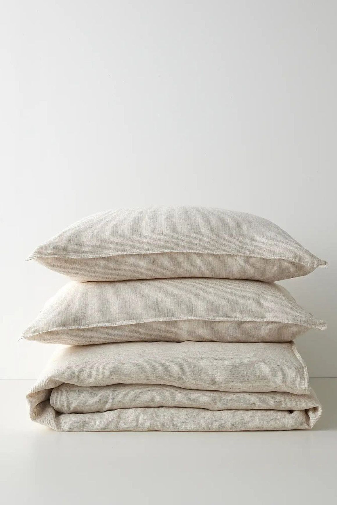 Ravello Linen Quilt Cover - Savanna Pinstripe| Weave Home