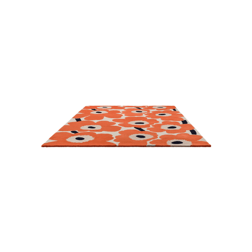 Marimekko Unikko - Orange Red | 100% Wool Designer Floor Rug