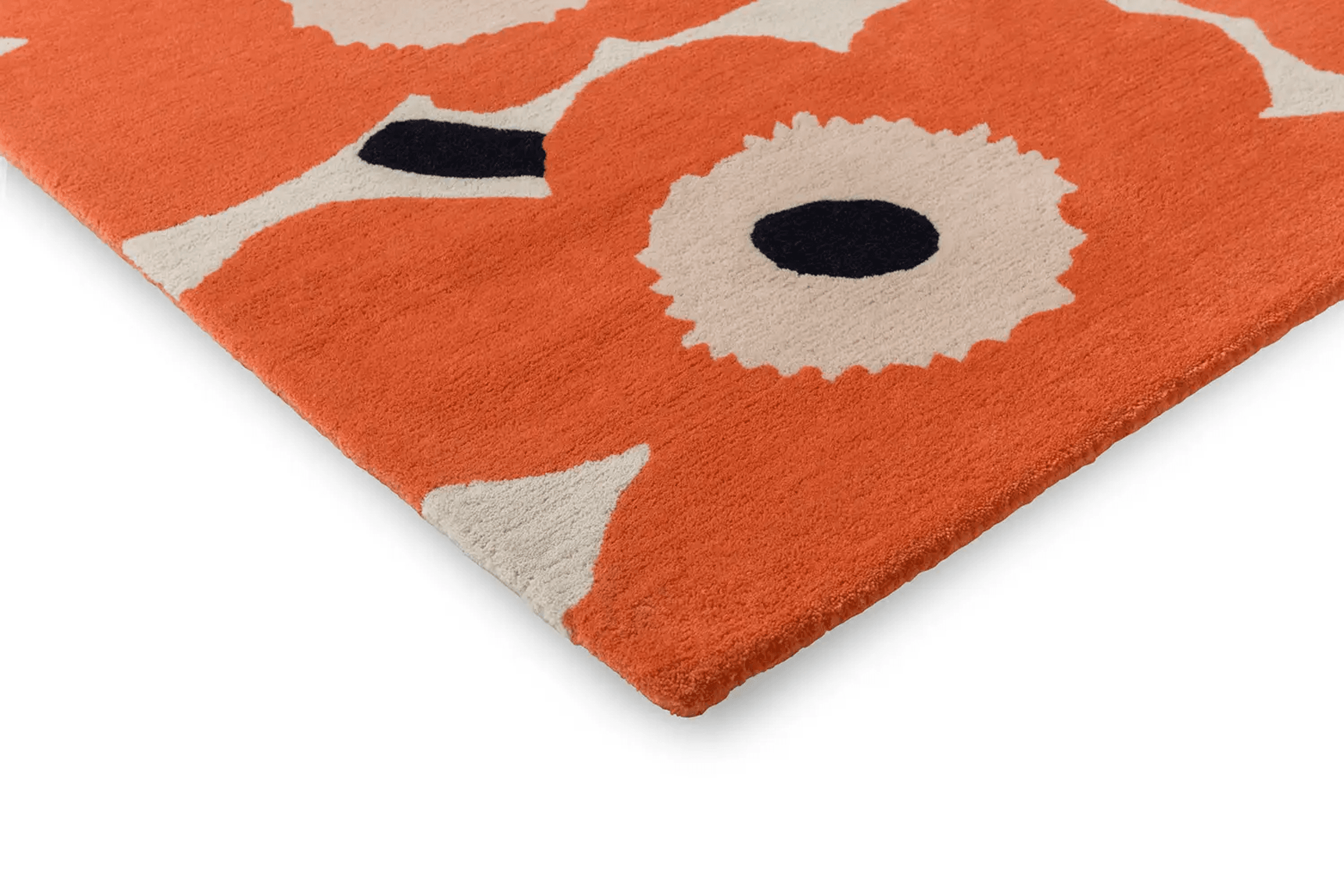 Marimekko Unikko - Orange Red | 100% Wool Designer Floor Rug