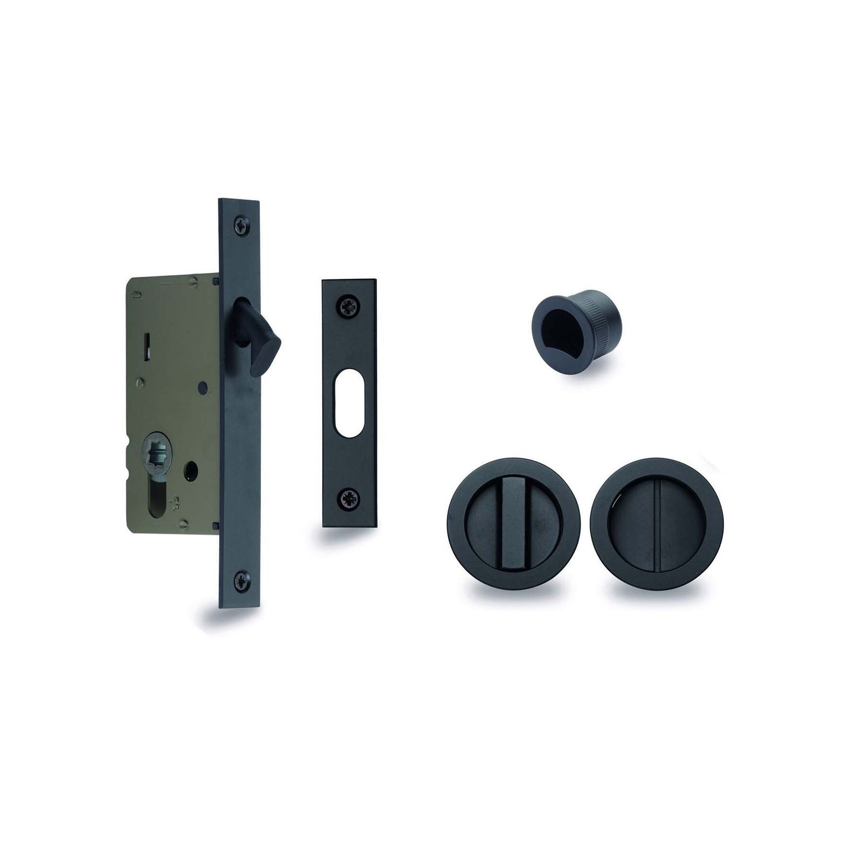 Zanda Visca Flush Pull Kit Privacy Set Matt Black for Sliding Door 8106BLK
