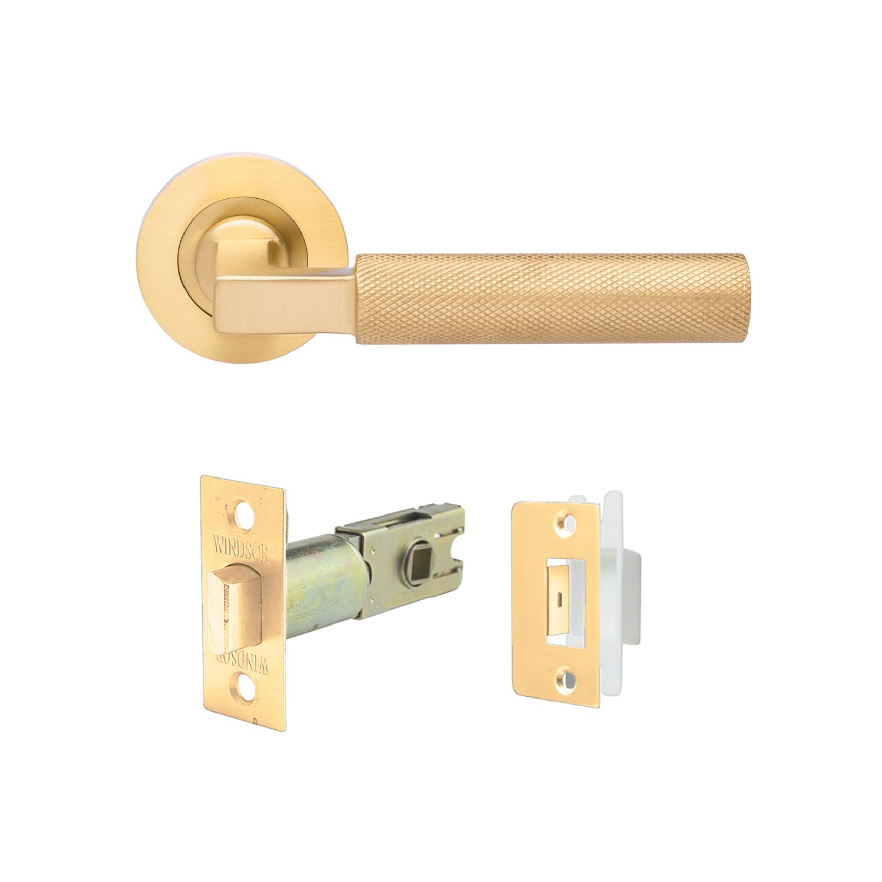 Zanda Zurich Door Handle Lever Set Passage Includes Latch Satin Brass 9346SB - Customise to your needs