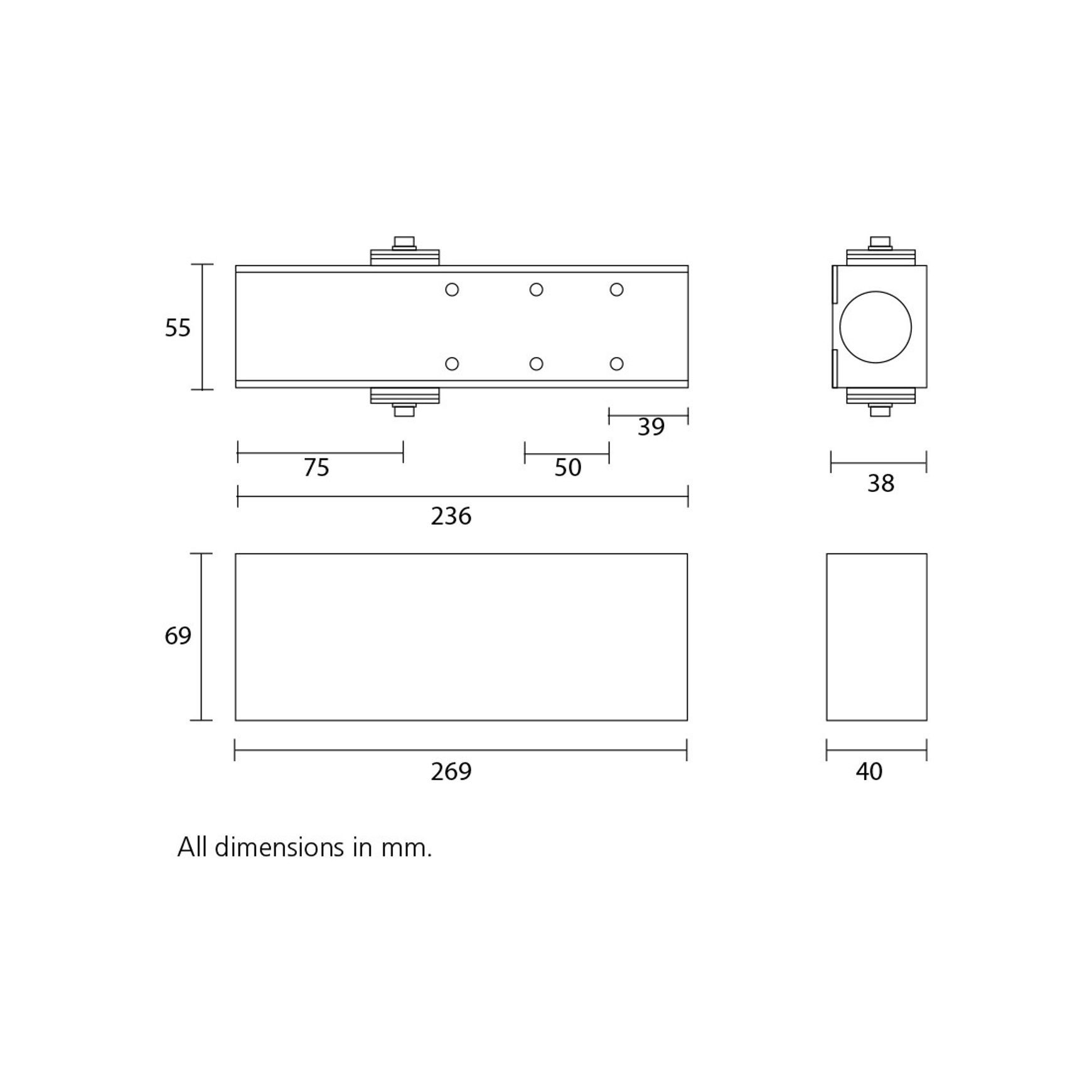 Zanda TS9205 Door Closer Combined Unit Flat Bar Armset