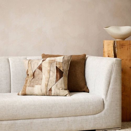Baya Grove Linen Cushion - Brick | Abstract Print