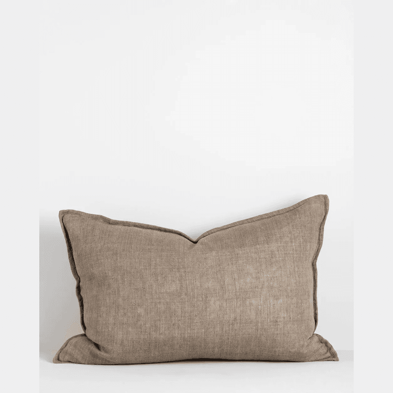 Baya Arcadia Handwoven Linen Cushion - Greige | Lumbar