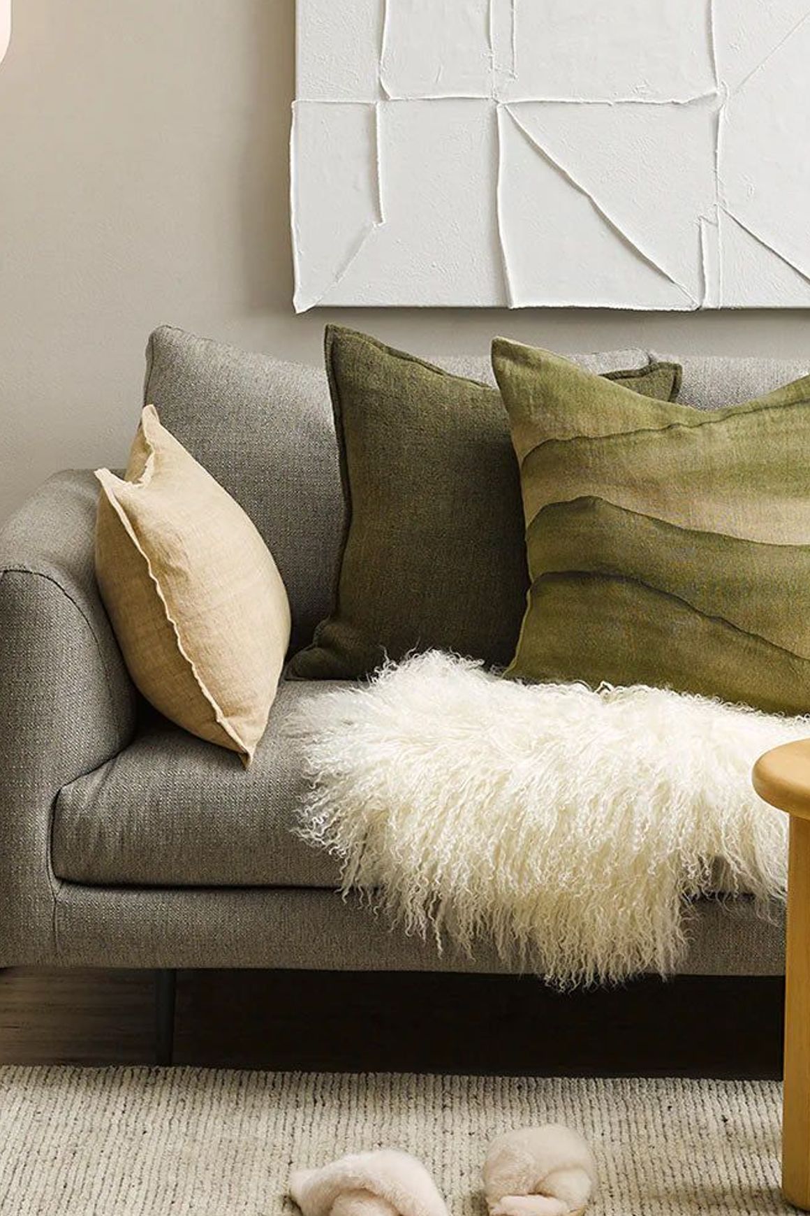 Baya Arcadia Handwoven Linen Cushion - Putty