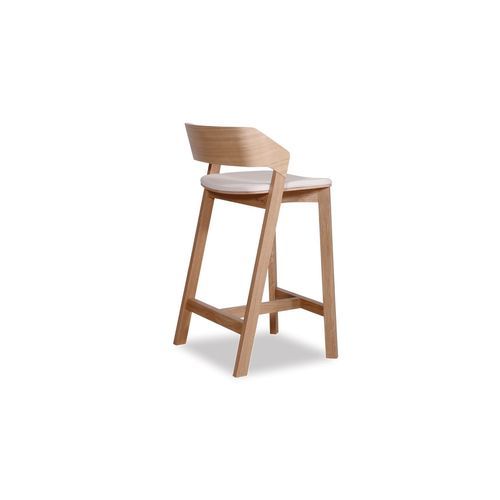 Merano Kitchen Stool - Natural Oak - White Pad - by TON