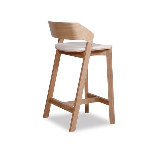 Merano Kitchen Stool - Natural Oak - White Pad - by TON