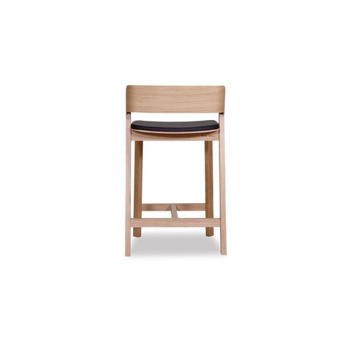 Merano Kitchen Stool - Natural Oak - Black Pad - by TON