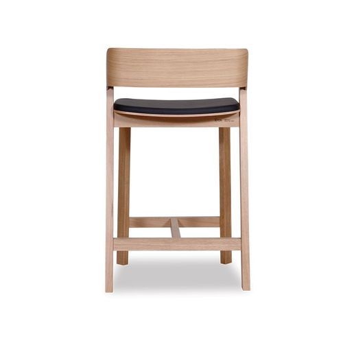 Merano Kitchen Stool - Natural Oak - Black Pad - by TON