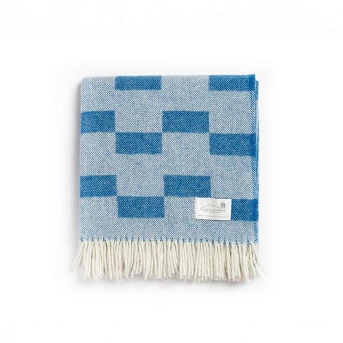 Ruanui Station Lambswool Throw - Backtrap Blue