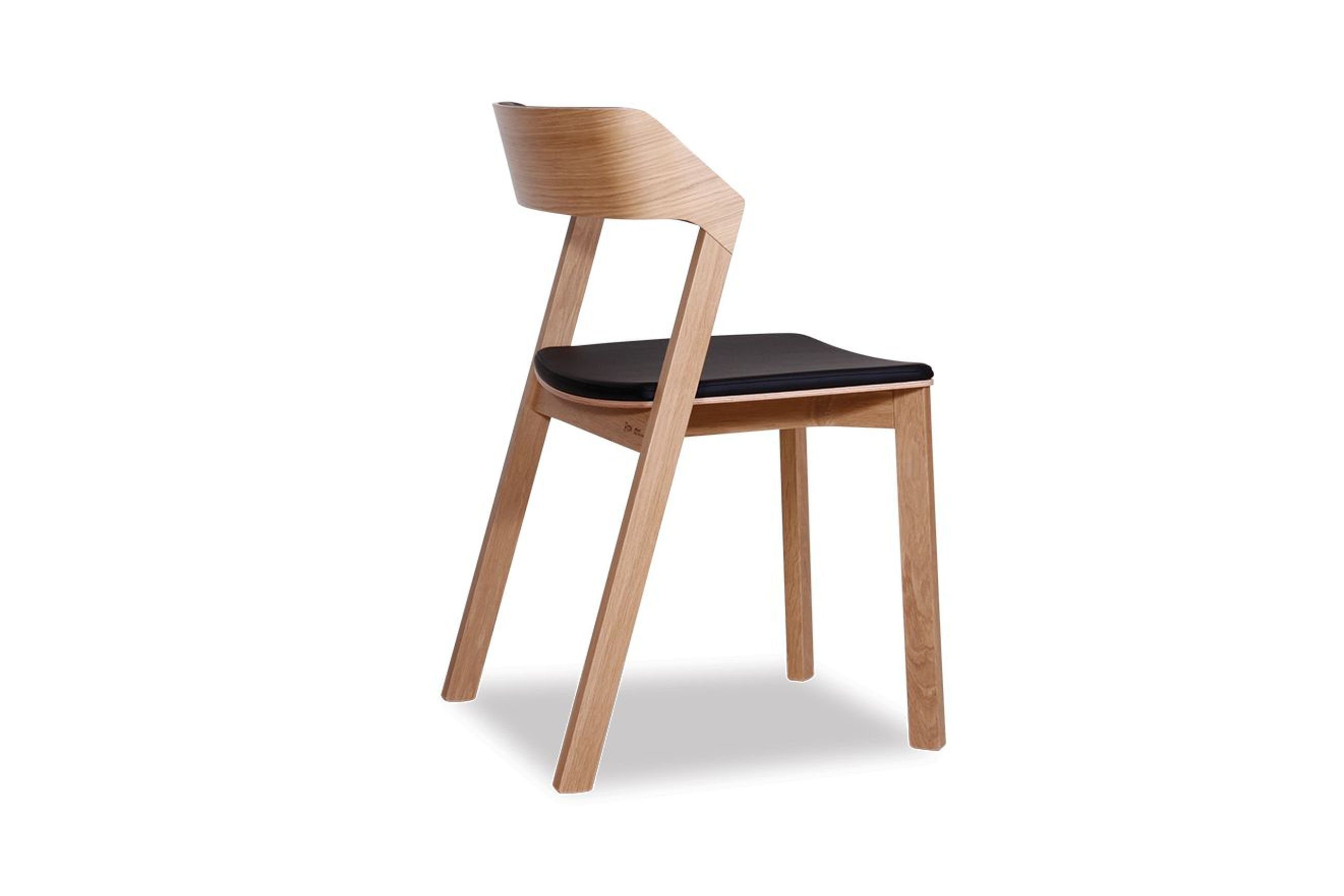 Merano Dining Chair - Natural Oak - Black Pad - by TON