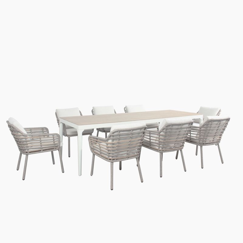 Belmore 9pc Aluminium and Rattan Outdoor Dining Set