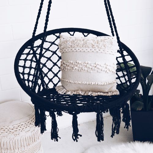 Madrid | Macrame Hanging Chair Swing - Black
