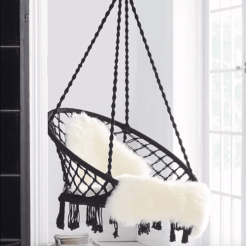 Madrid | Macrame Hanging Chair Swing - Black