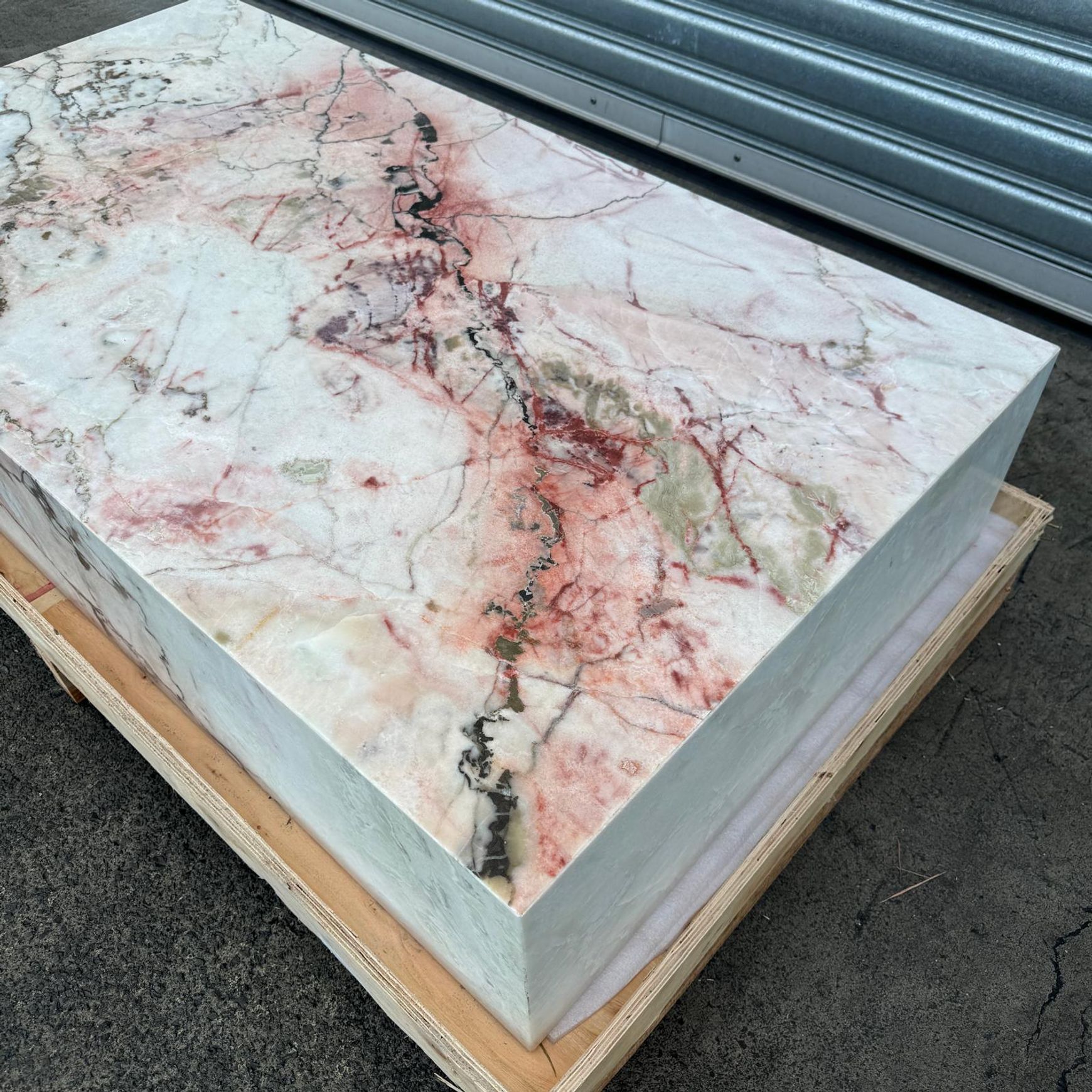 Block Coffee Table - Peach Pink Rose Marble