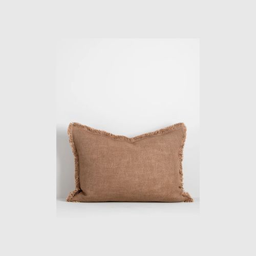 Baya Dover Cushion - Tan Brown | Lumbar with Fringe