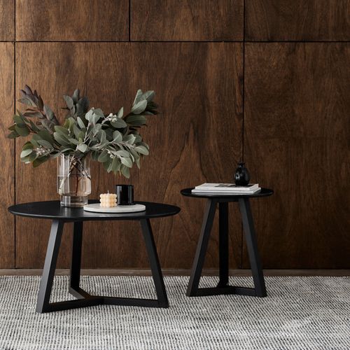 Cannes Round Hardwood Side Table | Black