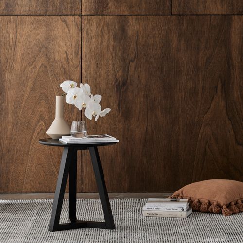 Cannes Round Hardwood Side Table | Black