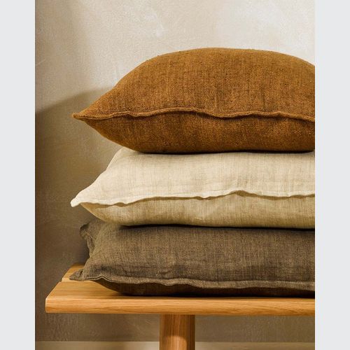 Baya Cassia Handwoven 100% Linen Cushion - Clove | Square