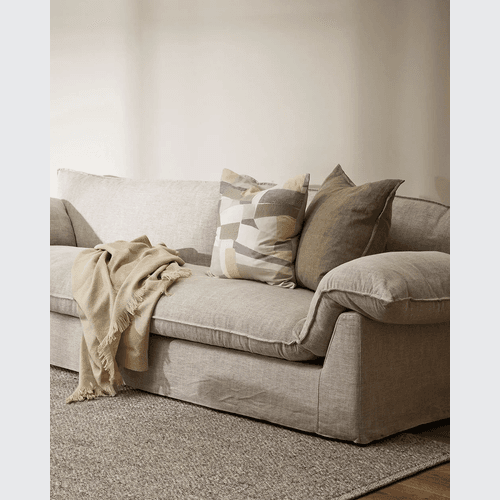 Baya Cassia Handwoven 100% Linen Cushion - Greige | Square