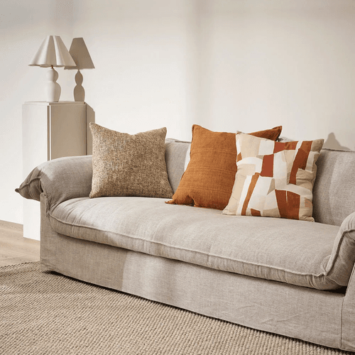 Cassia Handwoven 100% Linen Cushion - Tobacco | Square