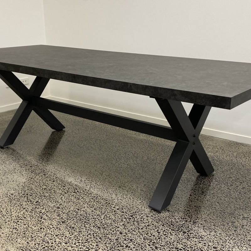 Modena Ceramic X Leg Outdoor Dining Table 240cm | Charcoal
