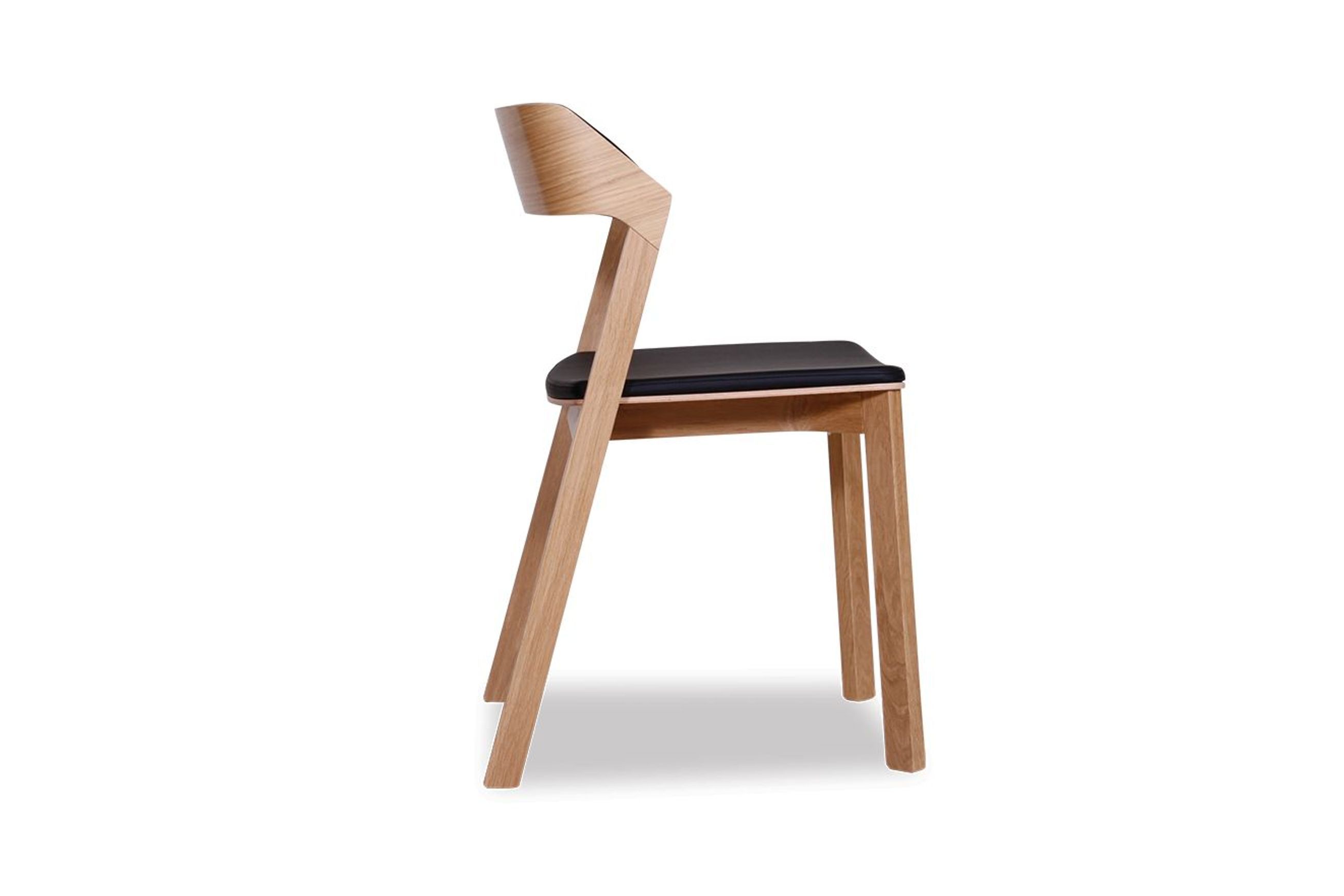 Merano Dining Chair - Natural Oak - Black Pad - by TON