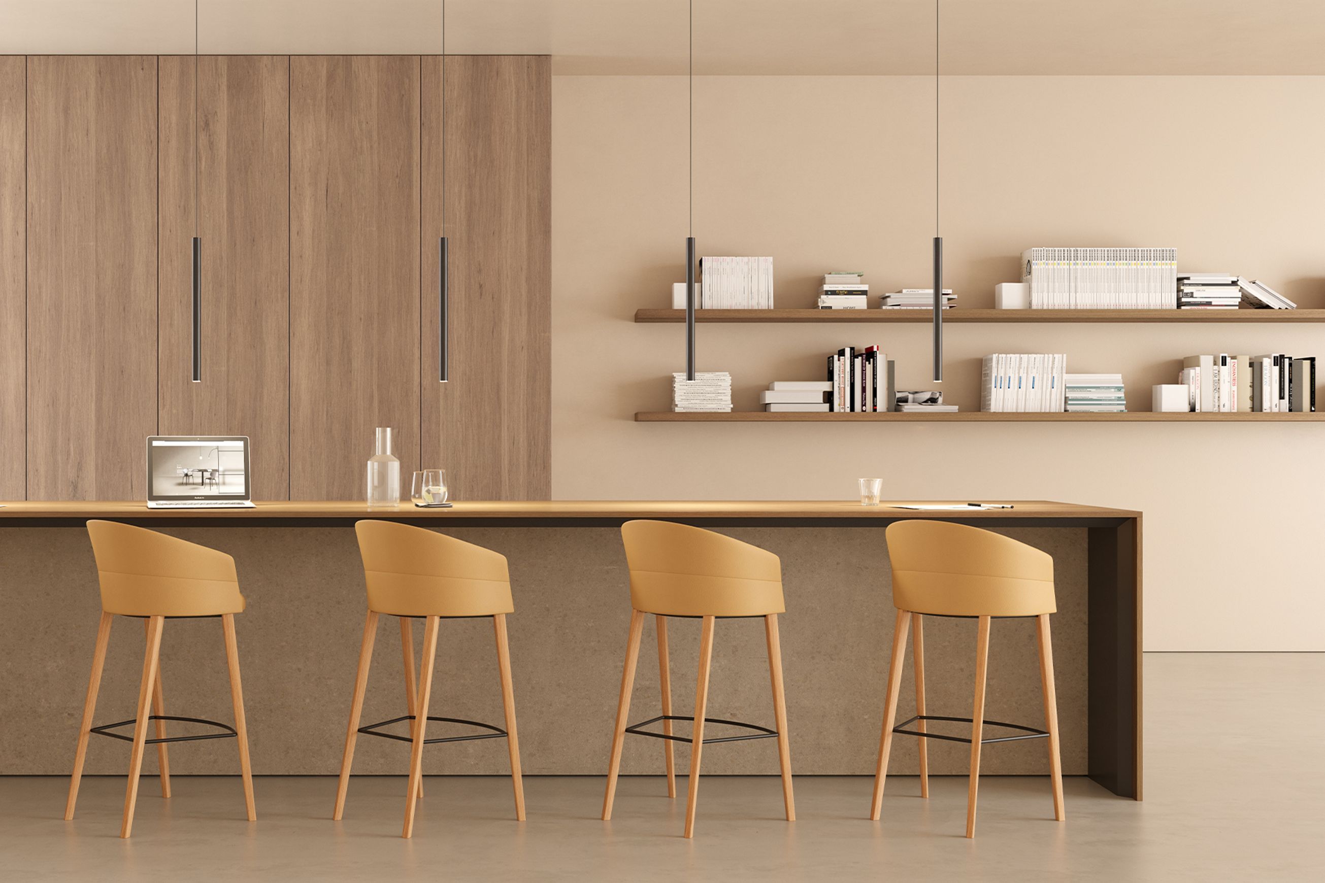 Copa Bar Stool - Wooden Legs