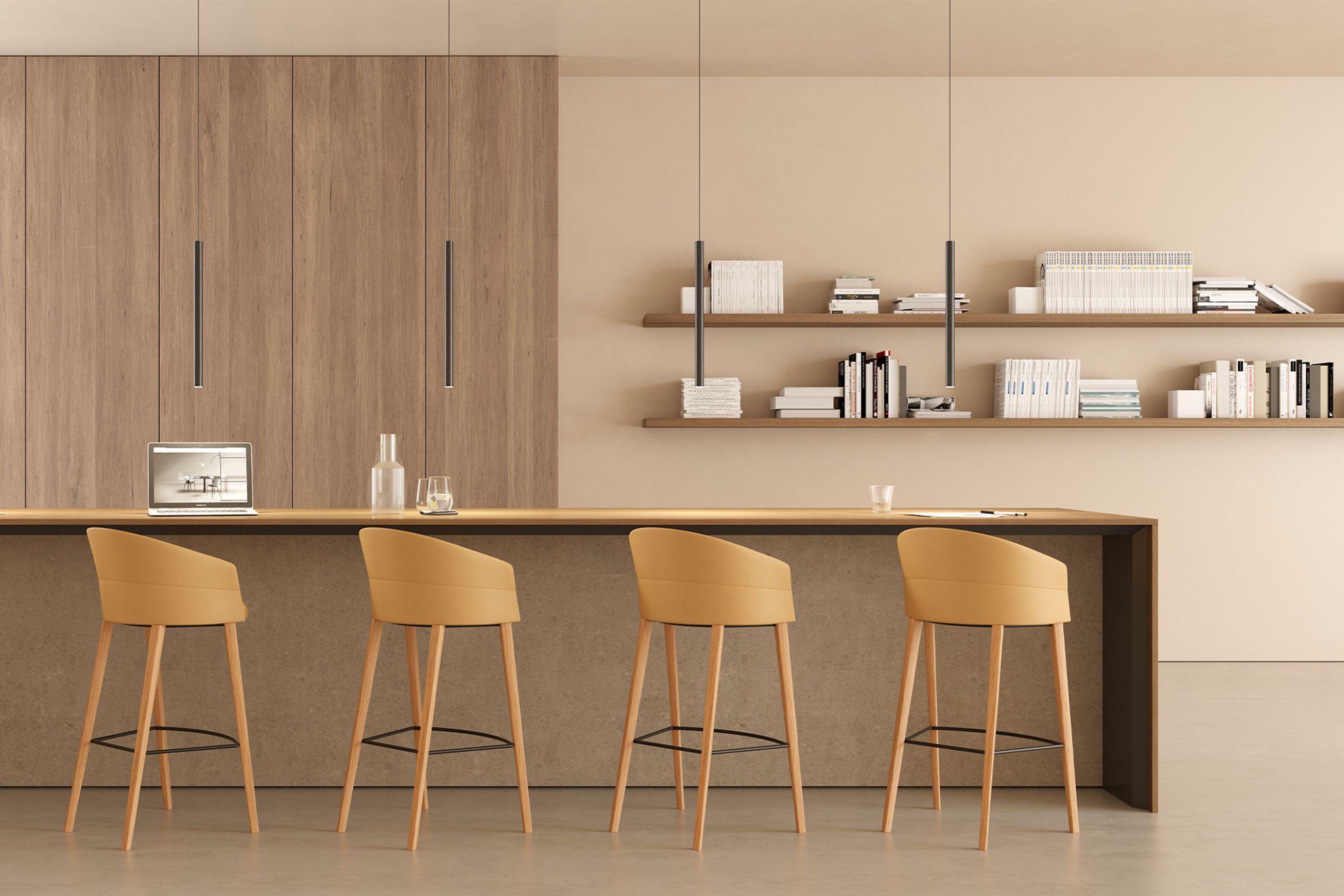 Copa Counter Stool - Wooden Legs