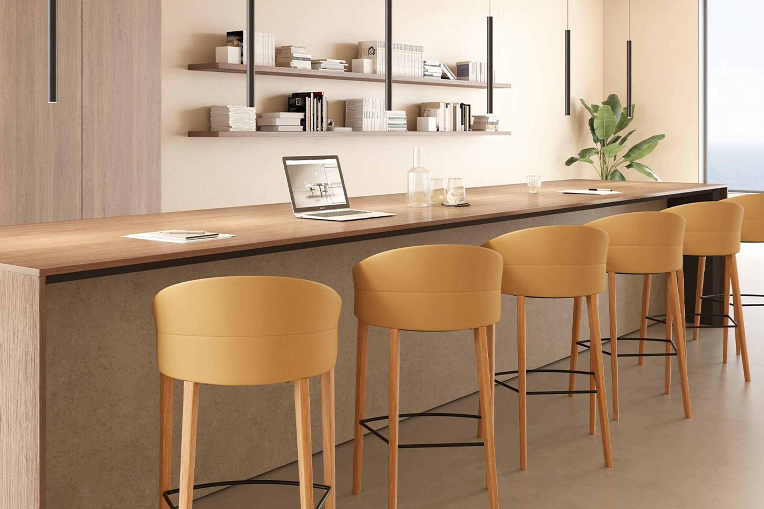 Copa Bar Stool - Wooden Legs