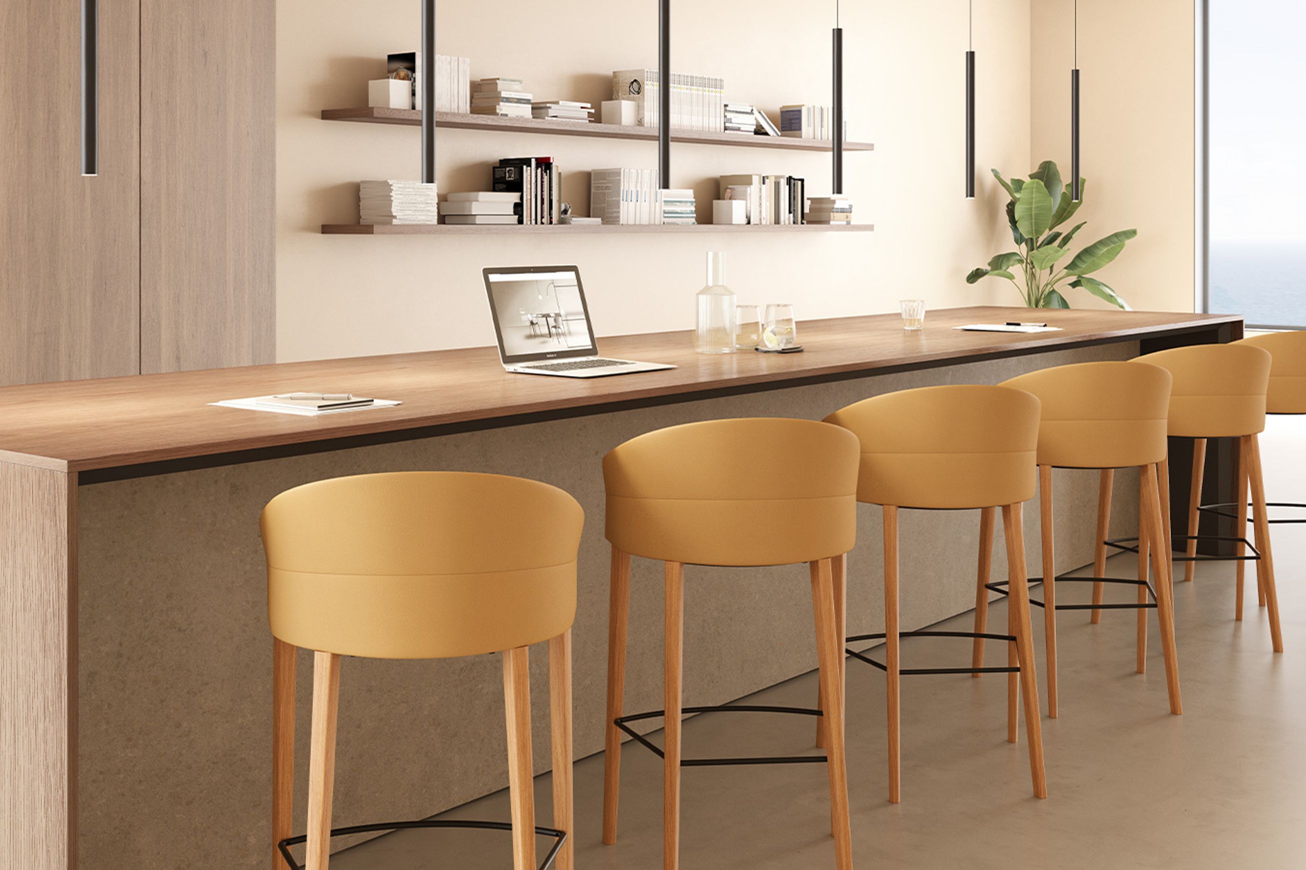 Copa Counter Stool - Wooden Legs