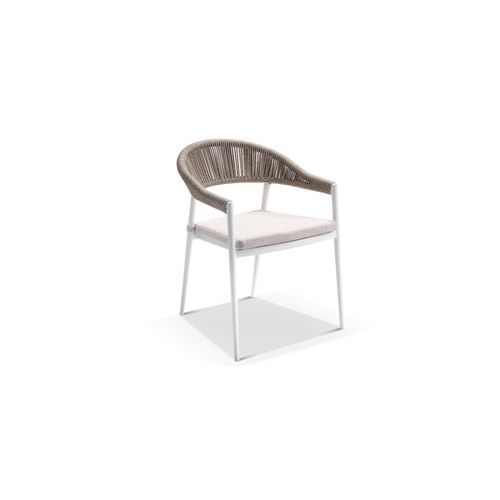 Cove Biscuit Rope Outdoor Dining Chair with Olefin Cushion - White