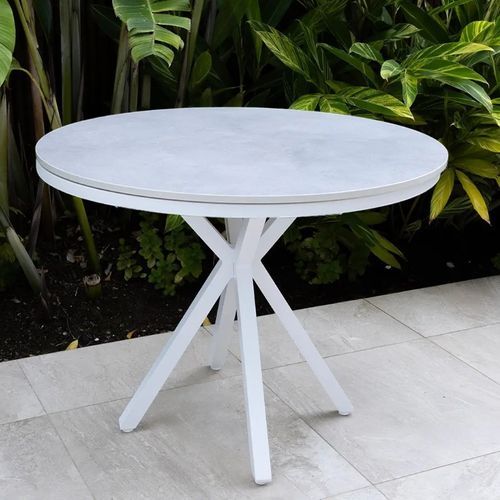 Cove Round Ceramic Table with Cove Chairs 5pc Set - White