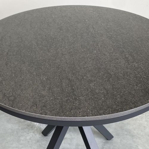 Cove Round Ceramic Table with Cove Chairs 5pc Set  - Charcoal