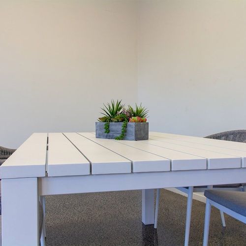 Cove Table 220cm with Cove Chairs 7pc Dining Set - White